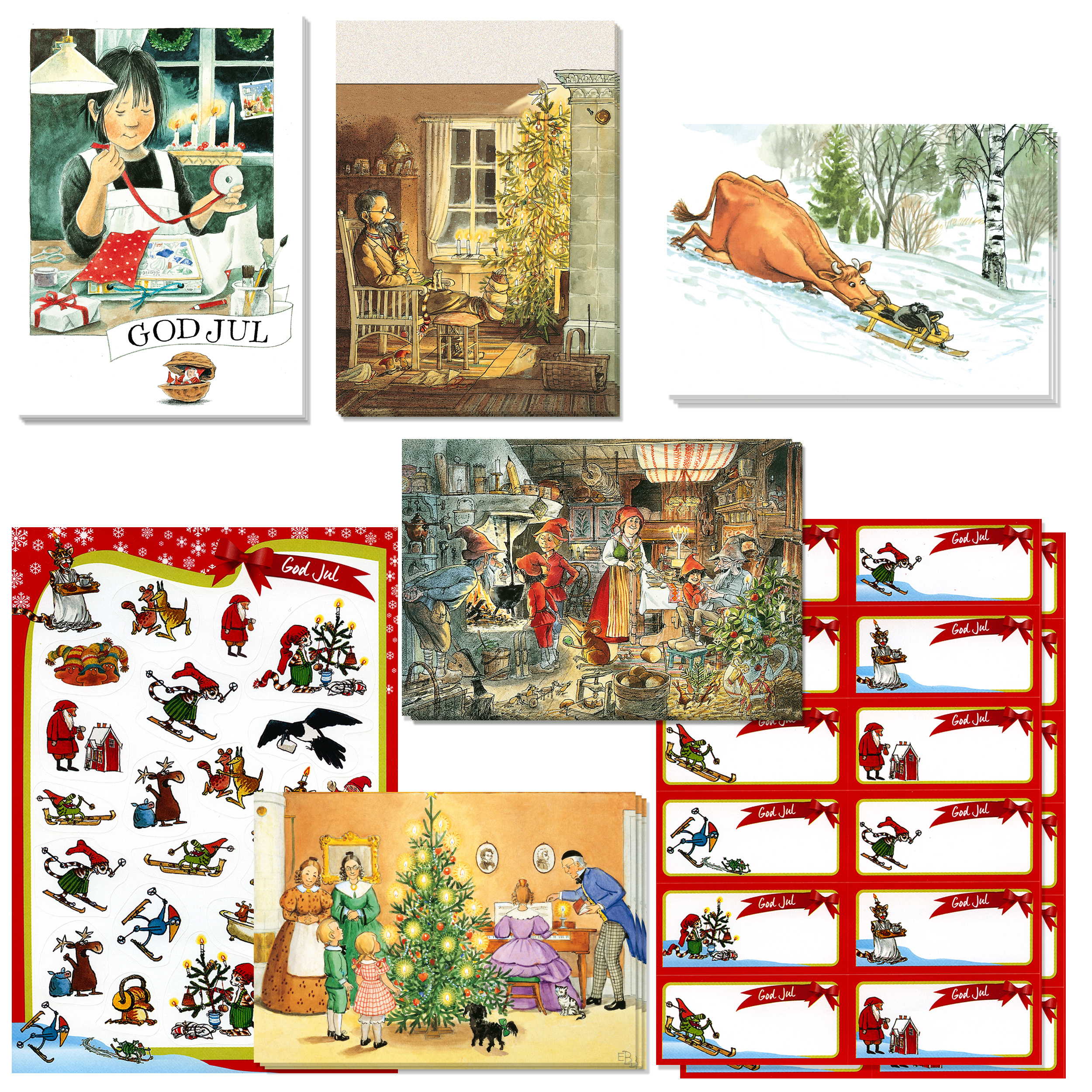 Julpåse nr 2 med julkort, stickers och juletiketter